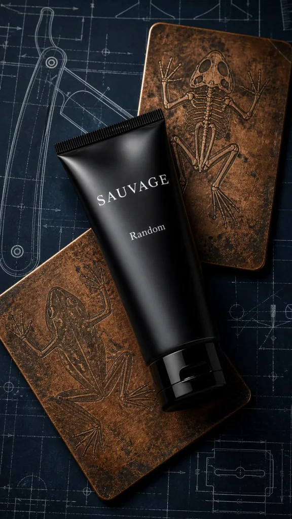 Sauvage shaving gel on copper plates