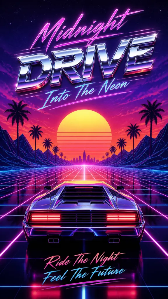 80s synthwave music poster