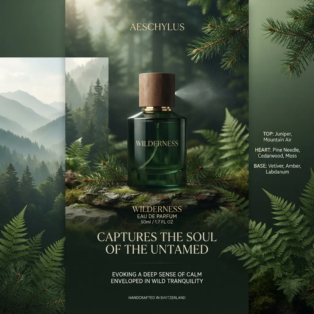 Green fragrance product page with forest atmosphere