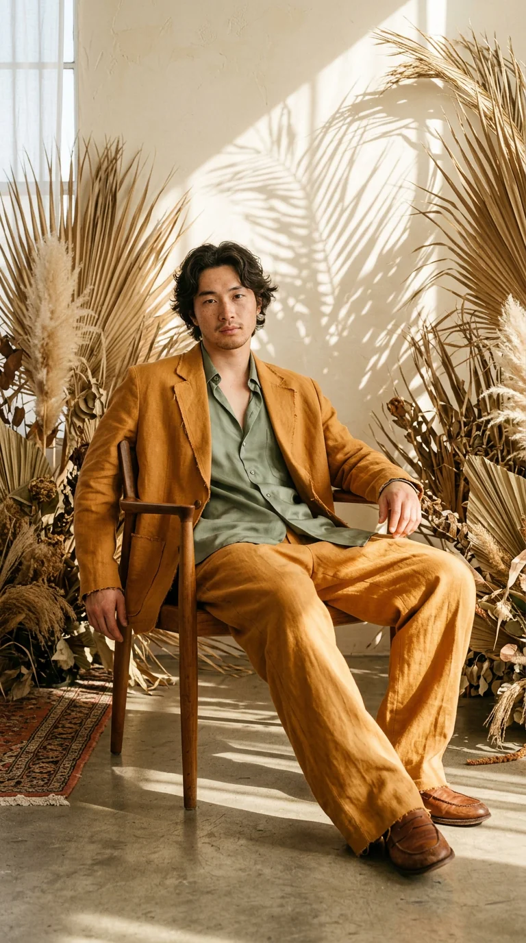 Ochre linen fashion editorial