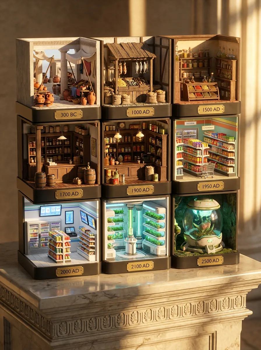 Grocery shops through the ages