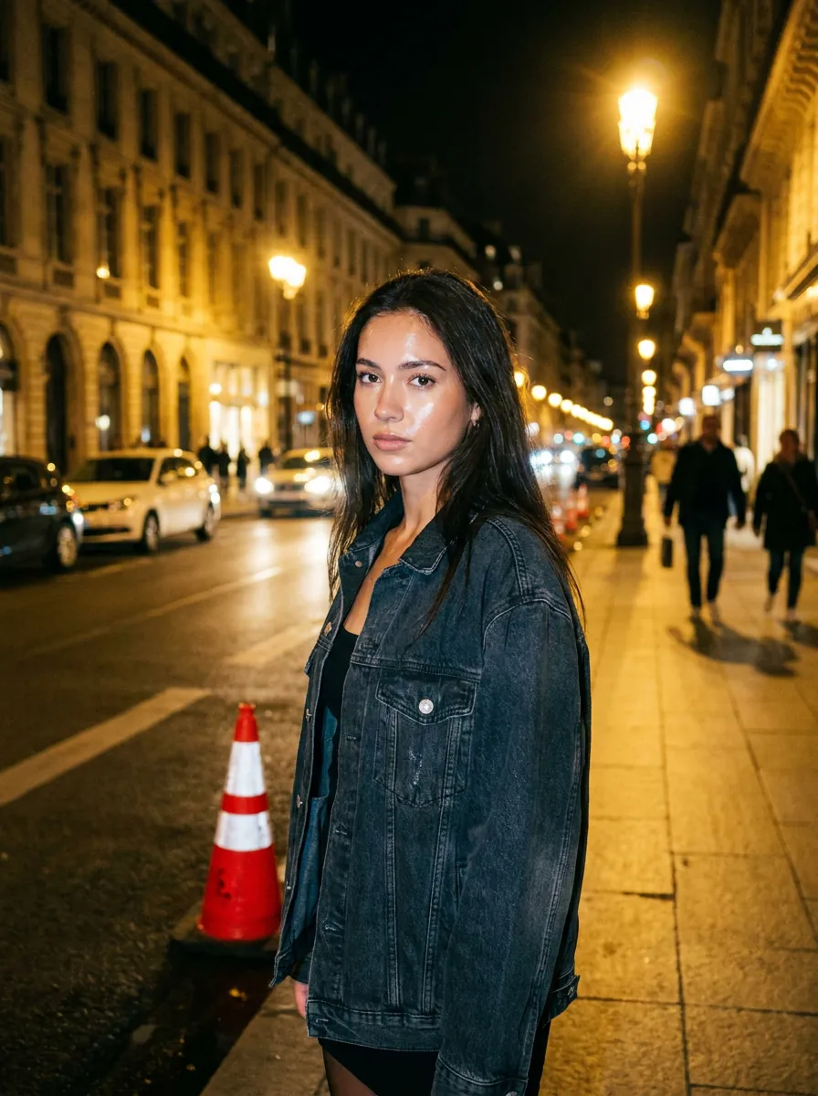 Night flash street portrait
