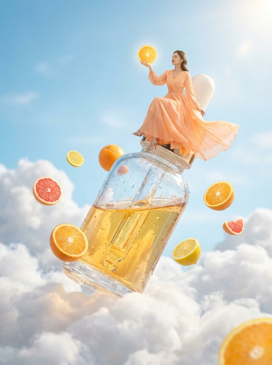 Giant vitamin C serum in the clouds