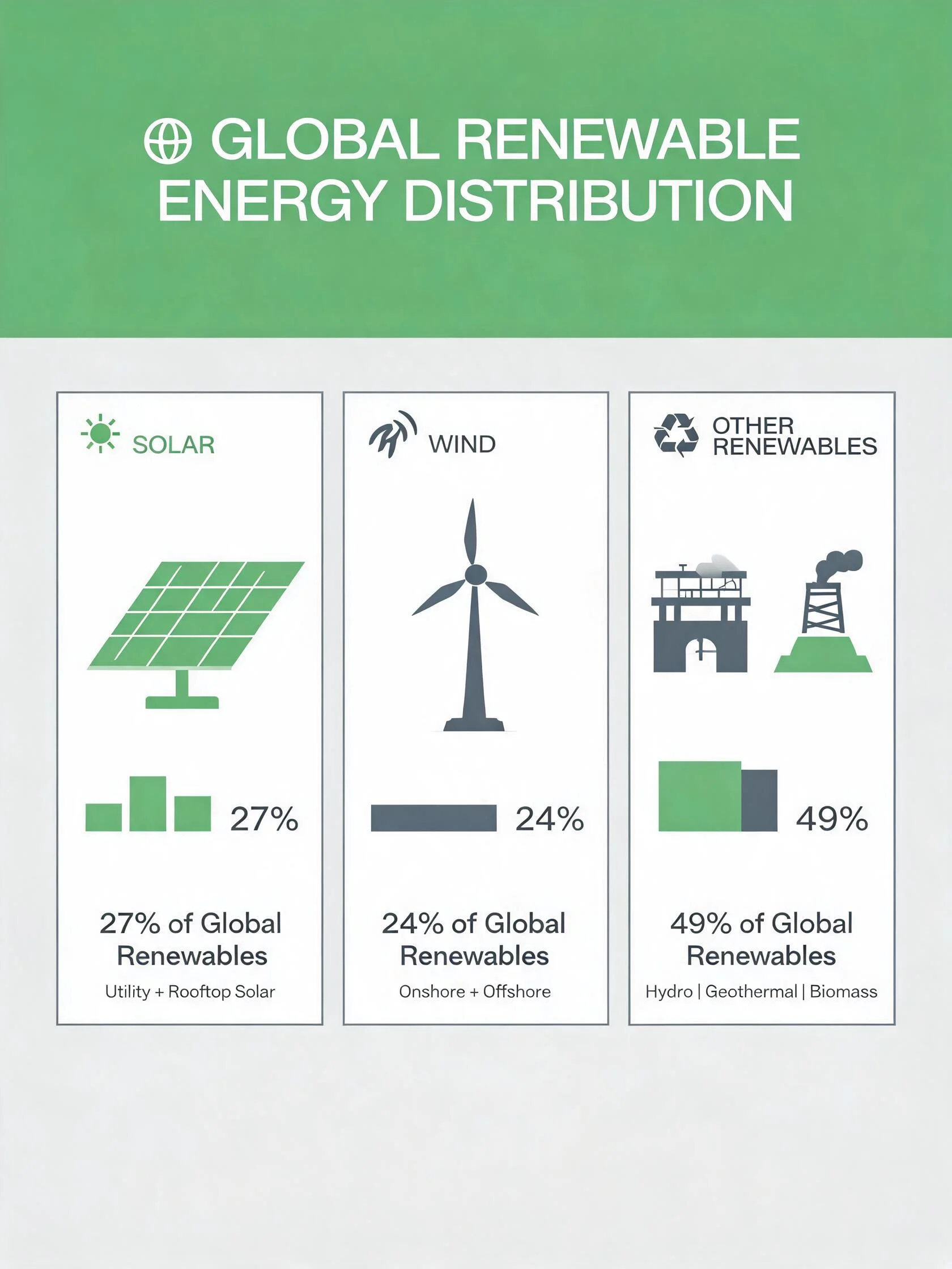 Real-time clean energy infographic with charts and icons