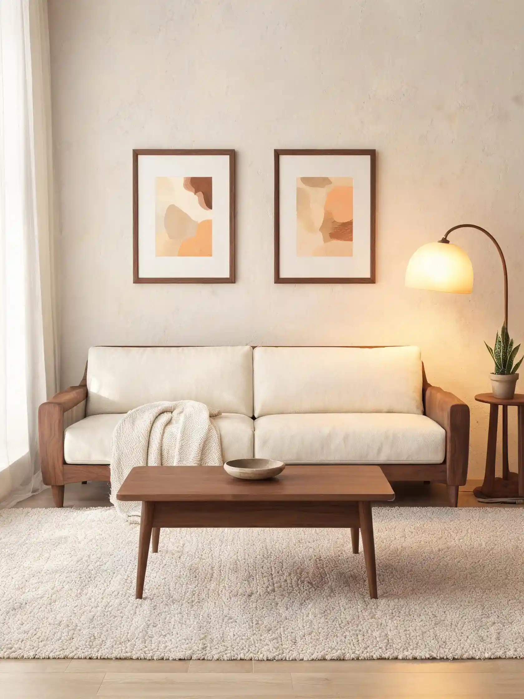 Scandinavian living room restyled with mid-century furniture