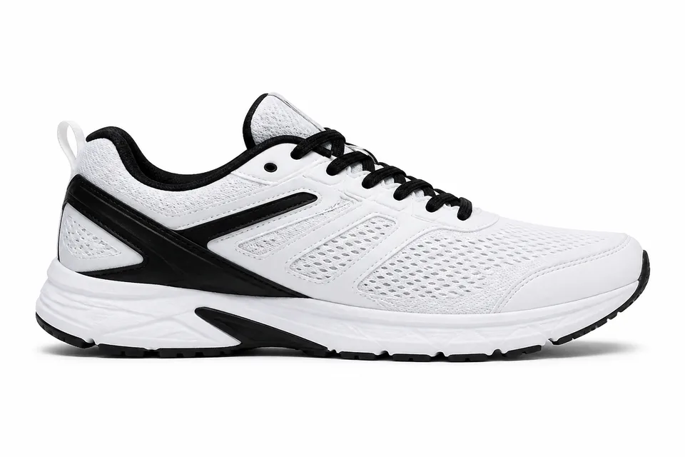 Scarpa sportiva su sfondo bianco neutro