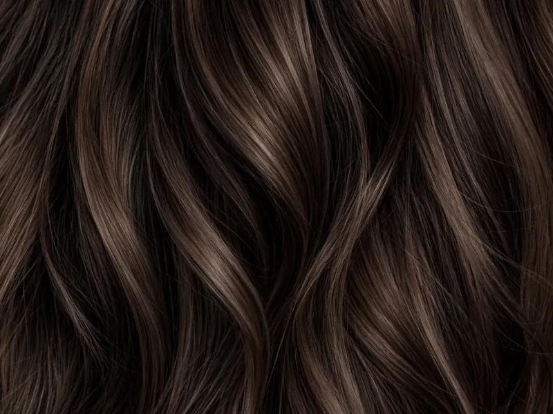 Close-up of warm espresso brown-black hair strands.
