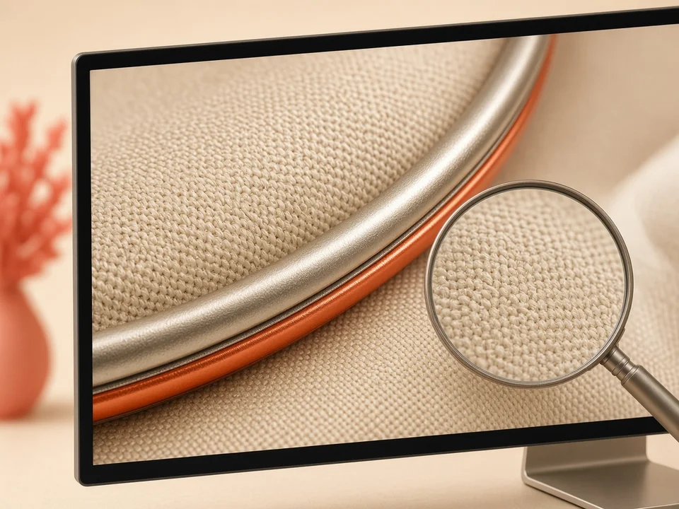 Close-up of sharp fabric and metal detail suggesting 4K clarity
