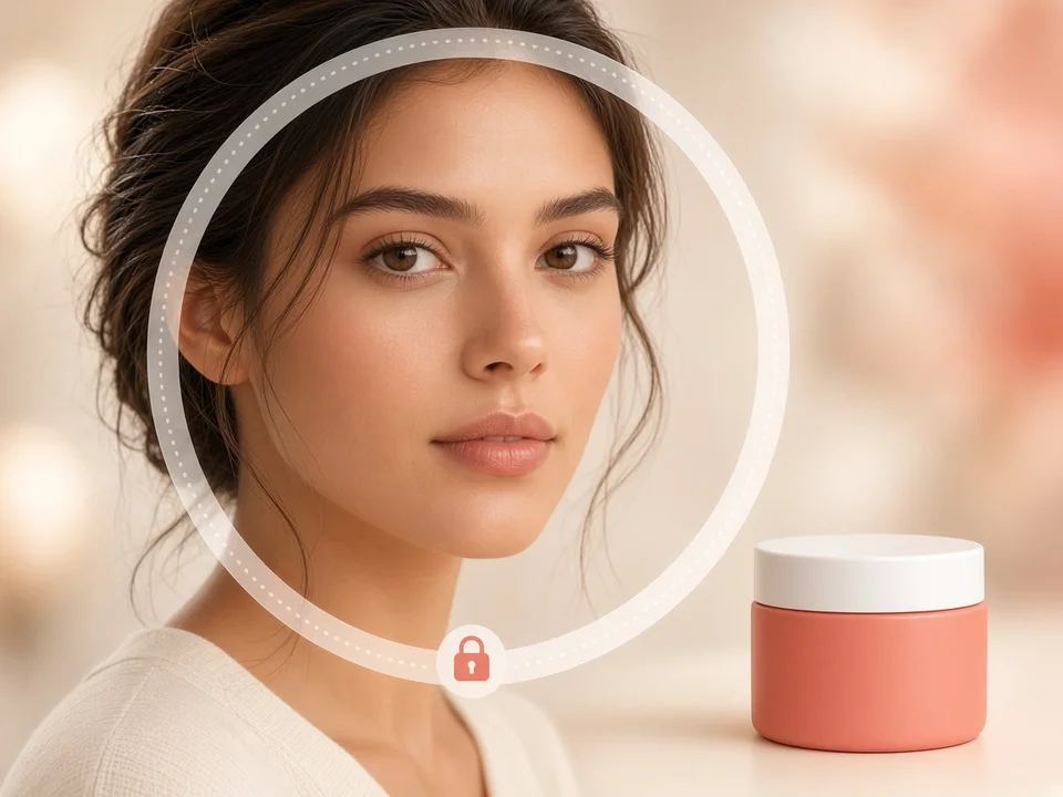 Portrait and product kept sharp inside a focus-lock ring