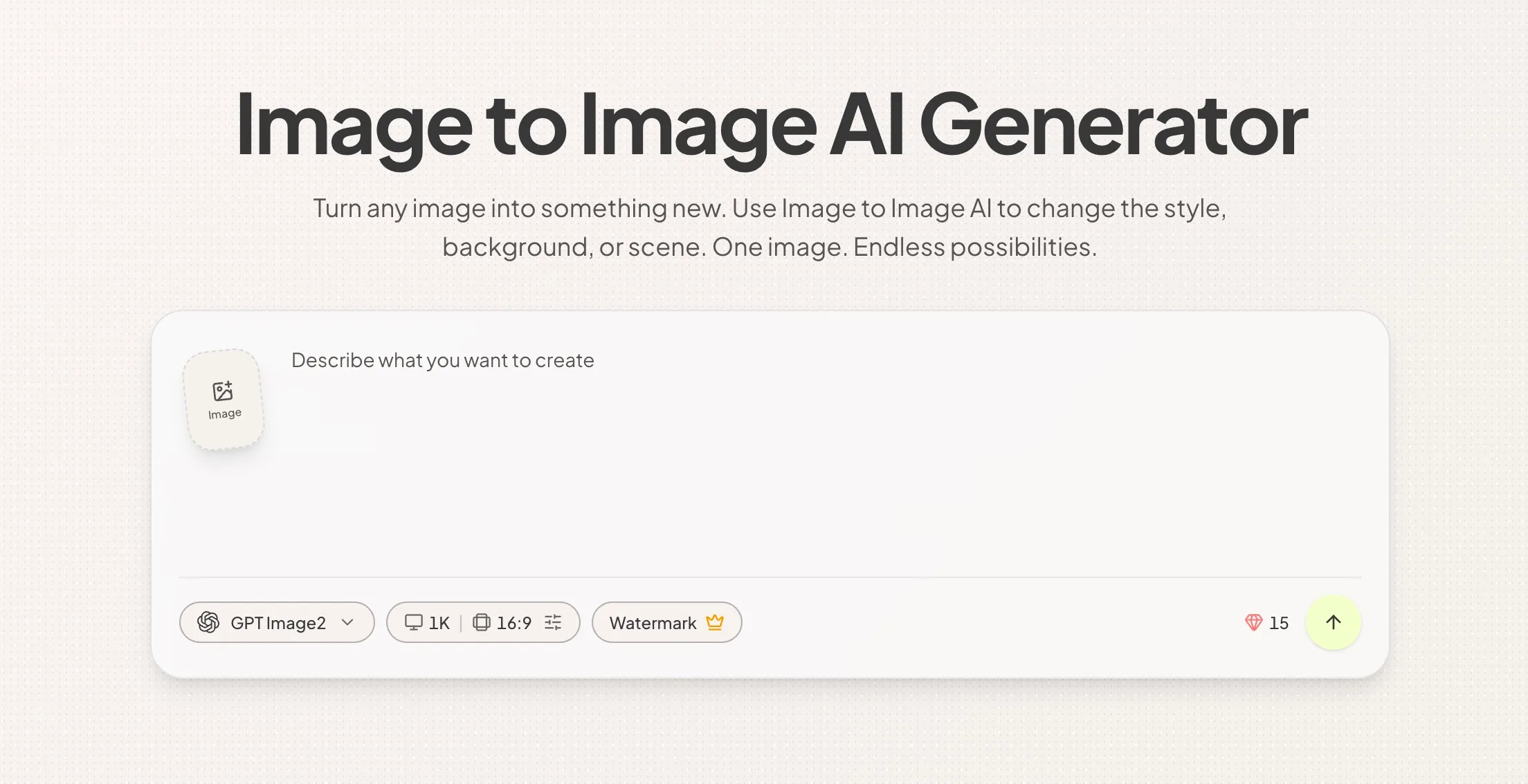 Imgtoimgai.io generator UI with product uploaded