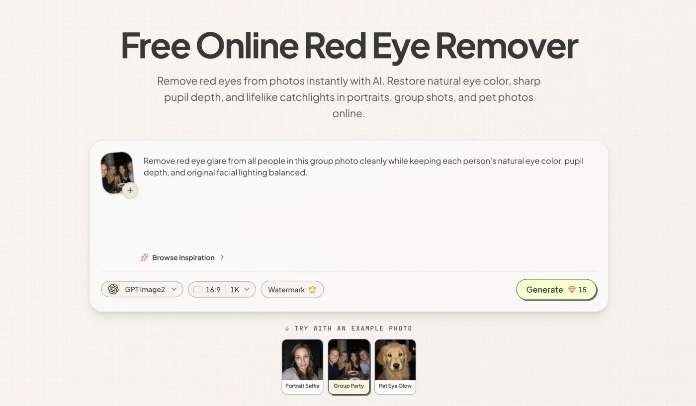 Group party photo loaded in Imgtoimgai.io AI Red Eye Remover ready for automatic eye correction