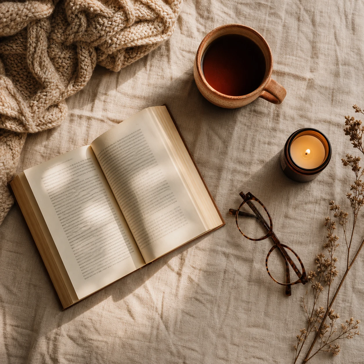 Cozy lifestyle flat lay