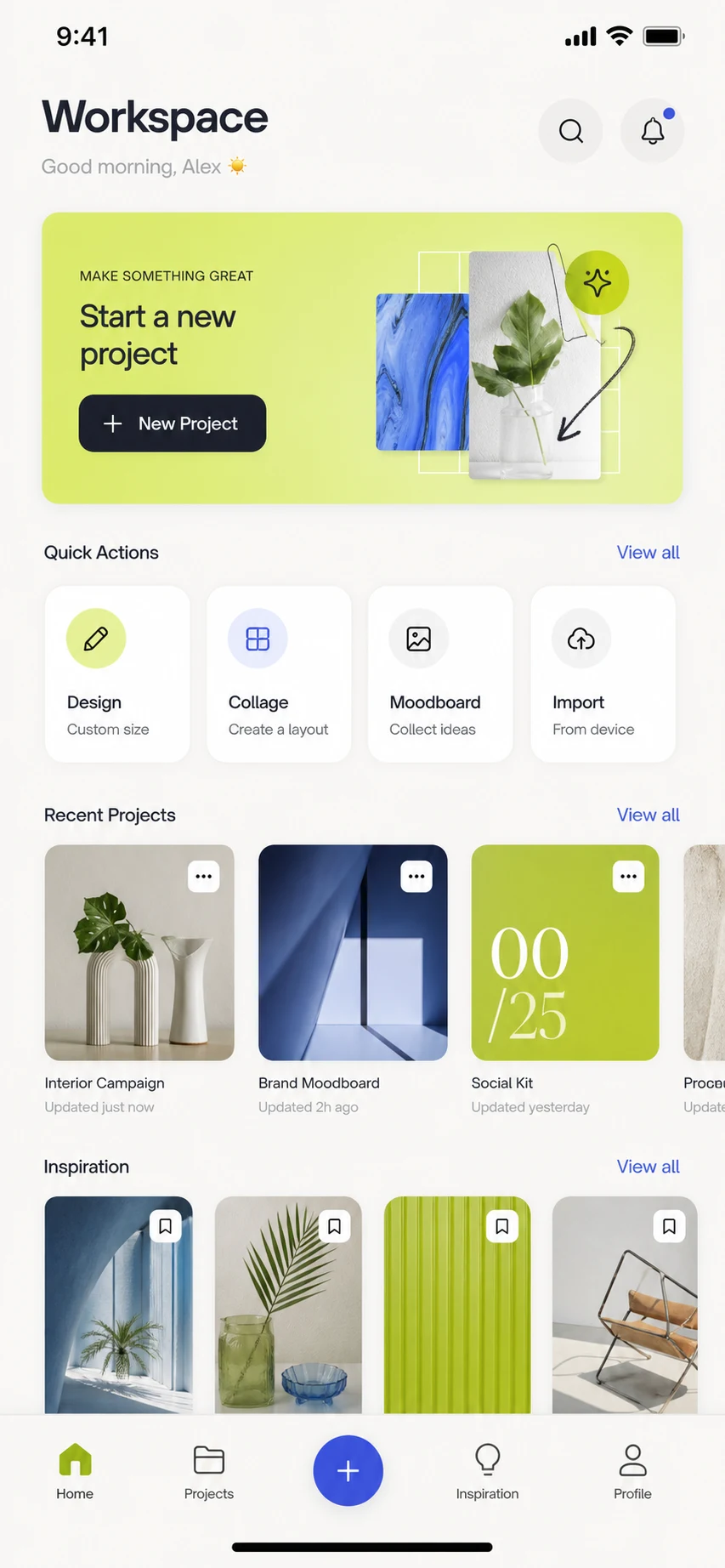 Modern mobile app interface