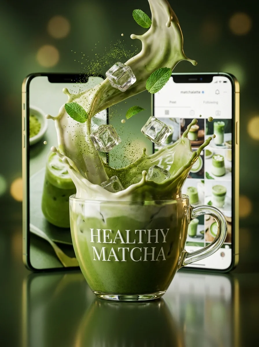 Iced matcha latte splash
